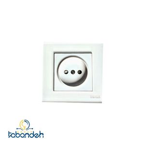 پریز ارت سرامیکی BEKER  مدل گلس سفید با قاب کریستال سفید